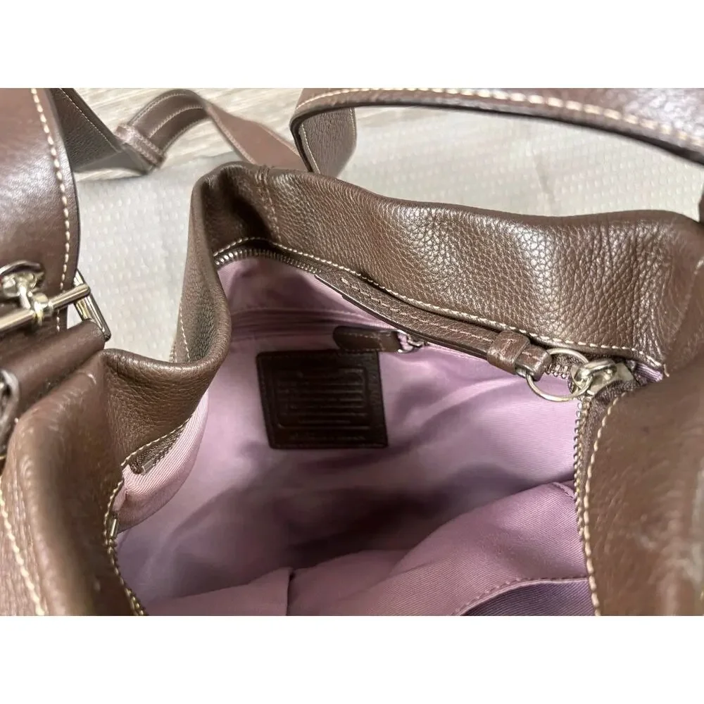 Coach Shoulder Bag Womens Large Brown Leather Zip Hobo Adjustable Purse